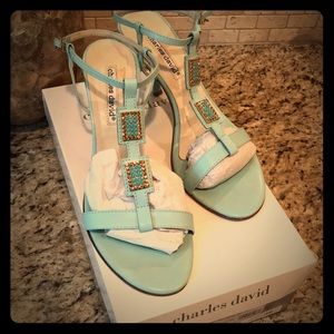 Charles David Robin’s Egg Blue Dressy Sandal 8 EUC